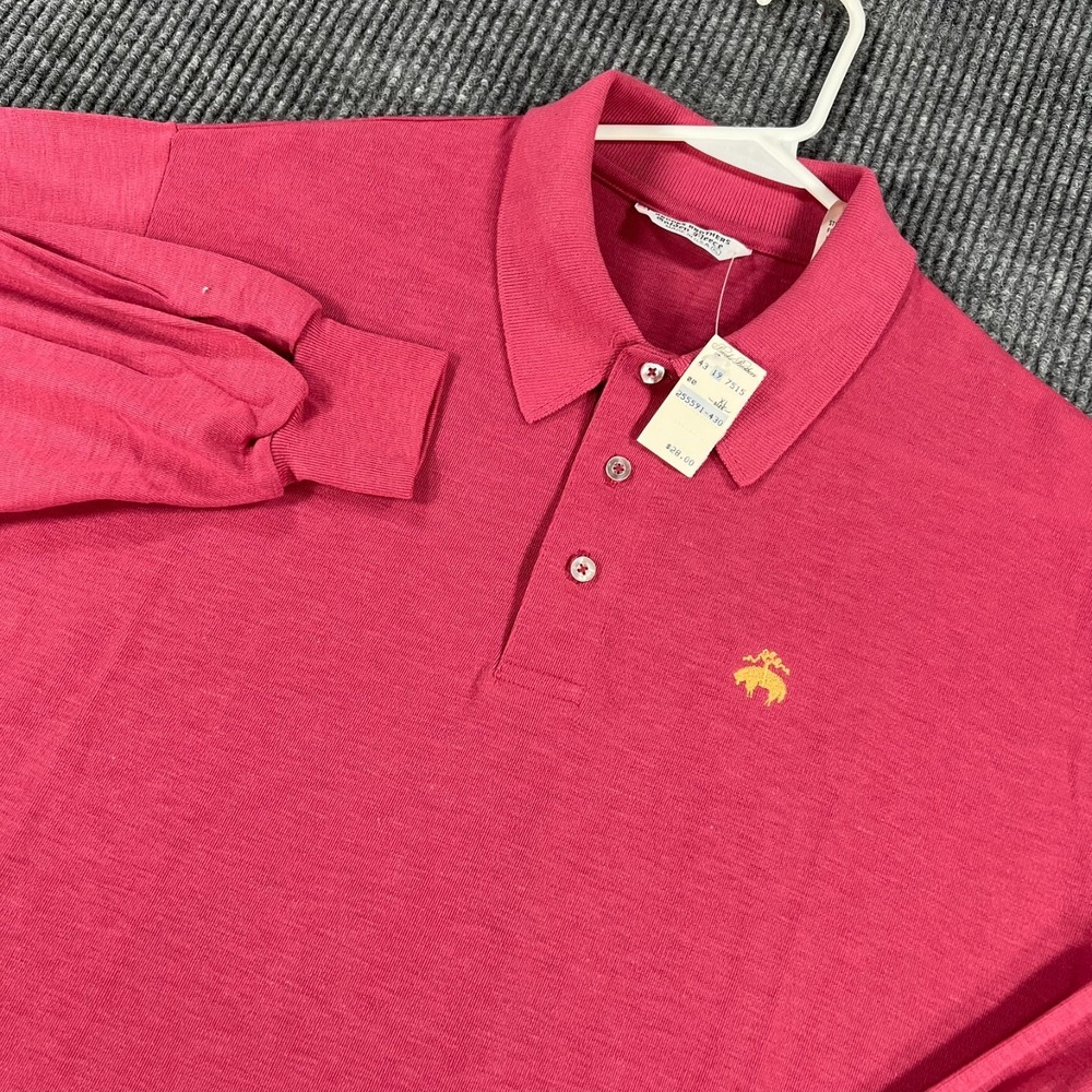 Vintage Brooks Brothers Polo Shirt Mens XL Extra Large Pink Long Sleeve New